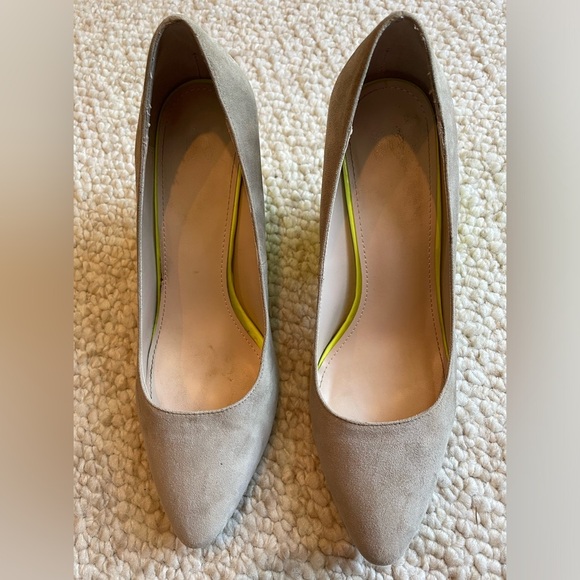 Mango Taupe Suede Lime Block Heel Pump - Picture 5 of 9